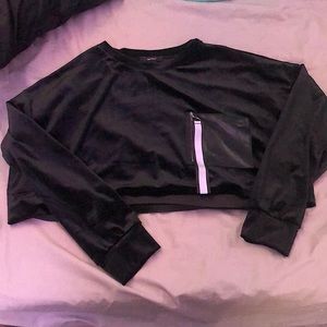 Large Forever 21 velvety long sleeve cropped top